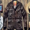 Visit Zambia Asian Size Slim Fitting Good Quality Genuine Sheep Leather Stylish Safari Jacket